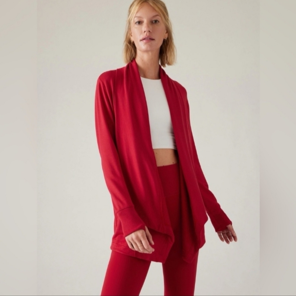 Athleta, Cozy Soft Wrap Cardigan, Red